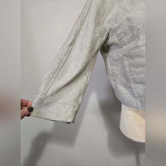 Lida Baday Light Grey Linen Cropped Jacket With Silk lining. Size 6 - Picture 3 of 14